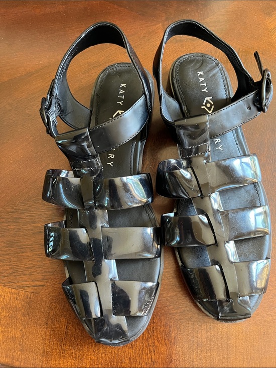 Katy Perry Collections Shoes - Katy Perry Collections Black Patent Jelly Gladiator Sandals